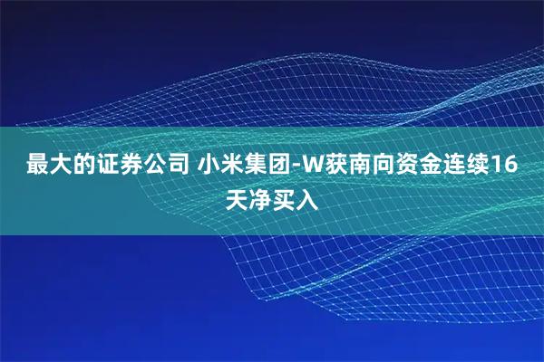 最大的证券公司 小米集团-W获南向资金连续16天净买入