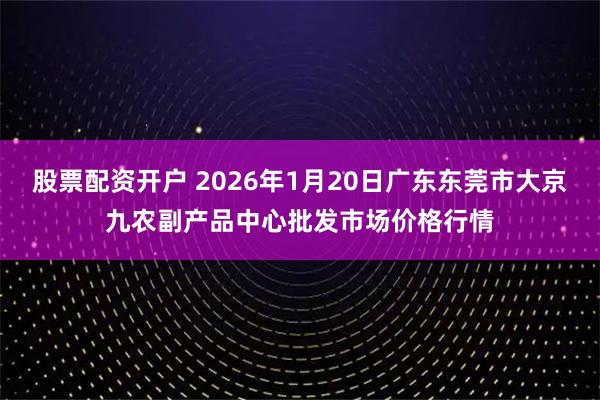 股票配资开户 2026年1月20日广东东莞市大京九农副产品中心批发市场价格行情